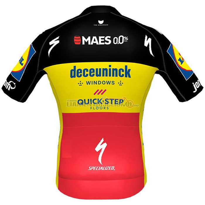 Abbigliamento Ciclismo Deceuninck Quick Step Manica Corta 2021 Nero Giallo Rosso